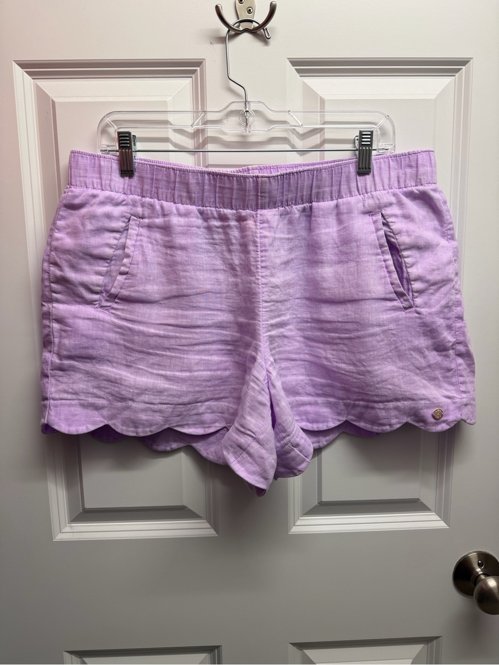 Lilly Pulitzer Brea linen shorts size L lilac purple iris